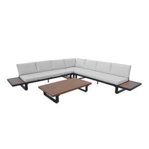 AXI Elin Loungeset met zijtafels & bijzettafel in Antraciet / Hout Look Tuin Loungemeubel in Aluminium / Polywood