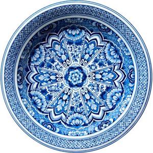 Moooi Carpets Delft Blue Plate vloerkleed Ø250 polyamide blauw