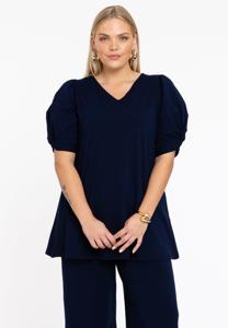 Yoek Tuniek flare met pofmouwen | Blauw | Maat 54/56