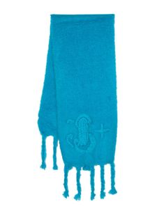 Jil Sander fringe-edge mohair-blend scarf - Bleu