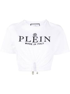 Philipp Plein t-shirt crop à logo brodé - Blanc