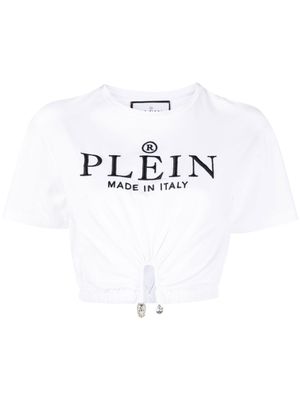 Philipp Plein t-shirt crop à logo brodé - Blanc