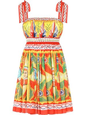 Dolce & Gabbana robe courte en chiffon à imprimé Carretto - Jaune