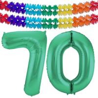 Folat Verjaardag Leeftijd folieballon - 70 jaar - groen - 86 cm - incl 2x slingers