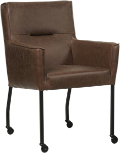 Bruine leren moderne eetkamerstoel Lucky - Vintage Leer Brown (bruin leer)