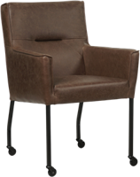 Bruine leren moderne eetkamerstoel Lucky - Vintage Leer Brown (bruin leer)