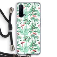 Flamingo bladeren: OnePlus Nord CE 5G Transparant Hoesje met koord - thumbnail