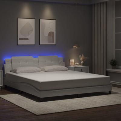 Bedframe met LED zonder matras "Zadar" kunstleer wit 180x200 cm