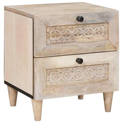 Nachtkastje met lade Beige 40 x 33 x 46 cm massief mangohout