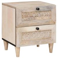 Nachtkastje met lade Beige 40 x 33 x 46 cm massief mangohout
