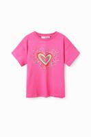 T-shirt met hart van pailletten - RED - 7/8