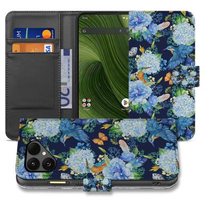 Elegant Ijsvogel And Bloemen Design Bookcase Hoesje For Fairphone 6 With Pu Leather