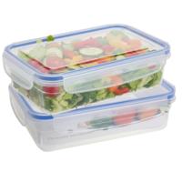 Vershoudbakje - 2x - 1400 ml - transparant - kunststof - 23 x 16 x 6,5 cm - Luchtdicht afgesloten