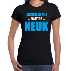 Excuseer mij wat de neuk fun tekst t-shirt zwart voor dames