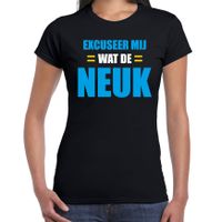 Excuseer mij wat de neuk fun tekst t-shirt zwart voor dames