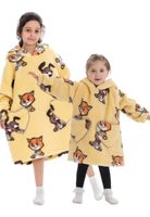 Kinder fleece deken met capuchon - hond & kat