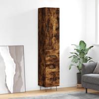 Hoge kast 34,5x34x180 cm bewerkt hout gerookt eikenkleurig