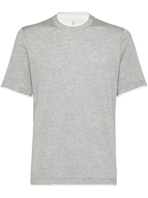 Brunello Cucinelli t-shirt à design superposé - Gris