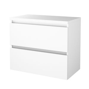 Badmeubelset BWS Salt 80x46cm Greeploos 2 Lades Met Afdekplaat Ice White