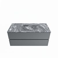 MONDIAZ VICA-DLUX 110cm badmeubel onderkast Plata 2 lades. Inbouw wastafel CLOUD midden 1 kraangat, kleur Lava. - thumbnail