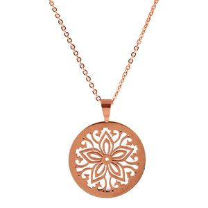 CO88 Ketting met hanger Boheemse bloem staal 42-47 cm 8CN-10003