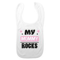 Bellatio Decorations Baby slabbetje - roze - mommy rocks - kraam cadeau - slab/morsdoek - Moederdag   - - thumbnail