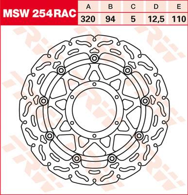 TRW Remschijf, remschijven voor de moto, MSW254RAC