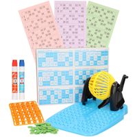 Bingo spel gekleurd/geel complete set nummers 1-90 met molen/148x bingokaarten/2x stiften Bingo spel gekleurd/geel complete set nummers 1-90 met molen/148x bingokaarten/2x stiften