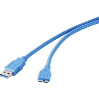Renkforce USB 3.2 Gen 1 (USB 3.0) 1.00 m Blauw Vergulde steekcontacten [1x USB 3.2 Gen 1 stekker A (USB 3.0) - 1x Micro-USB 3.2 Gen 1 B stekker (USB 3.0)] - thumbnail