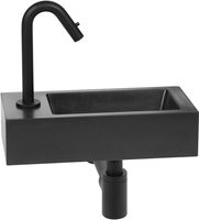 Saqu Basin fonteinset met mat zwarte kraan links Quartz Saqu Basin fonteinset met mat zwarte kraan links Quartz