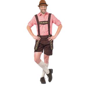 Korte lederhosen - donkerbruin - heren - Tirolerbroek - Oktoberfest - bierfeest kleding