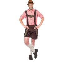 Korte lederhosen - donkerbruin - heren - Tirolerbroek - Oktoberfest - bierfeest kleding