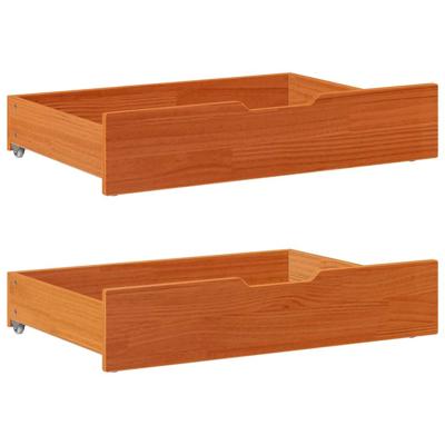 VidaXL Bedlades 2 st 85x55x17 massief grenenhout wasbruin