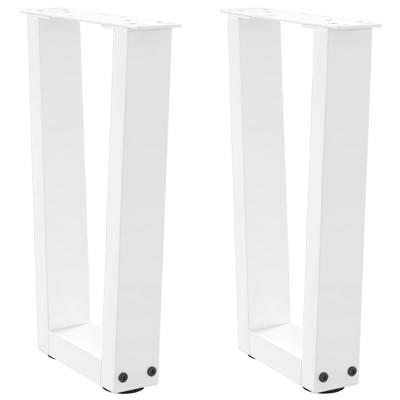 Eettafelpoten 2 st V-vormig 38x(42-43,3) cm staal wit