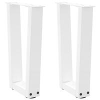 Eettafelpoten 2 st V-vormig 38x(42-43,3) cm staal wit