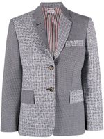 Thom Browne blazer boutonné à mélange d'imprimés - Noir - thumbnail