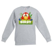 Papegaai dieren sweater grijs voor kinderen - thumbnail