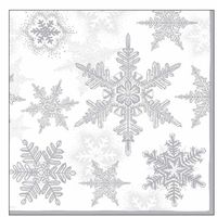 20x Servetten winter sneeuwvlokken thema wit/zilver 33 x 33 cm   - - thumbnail