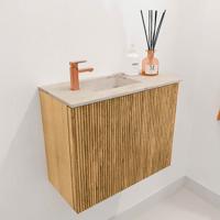 Toiletmeubel Mondiaz Joya Dlux | 50 cm | Meubelkleur Oak | Faye wastafel Frappe Wasbak Links | 1 kraangat