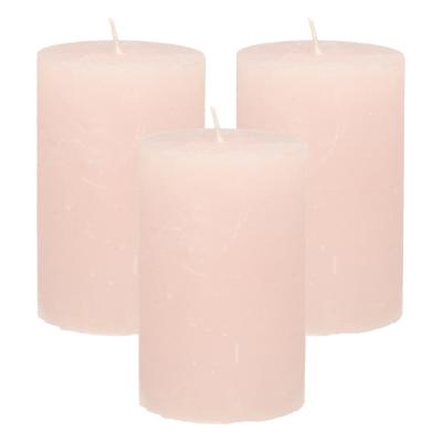 Stompkaars - 3x - licht roze - 5 x 8 cm - klein rustiek model - cilinderkaars - kaars