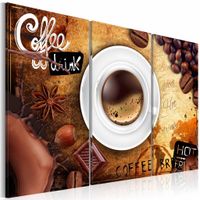 Schilderij - Kopje Koffie, 3 luik, Bruin/wit, 3 maten, Premium print - thumbnail