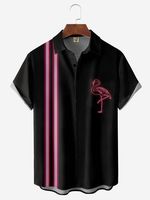 Flamingo Chest Pocket Short Sleeve Bowling Shirt - thumbnail