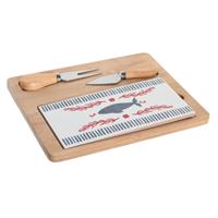 Set voor voorgerechtjes DKD Home Decor 24,5 x 20 x 1,2 cm Rood Blauw Keramiek Mediterrane Huizen