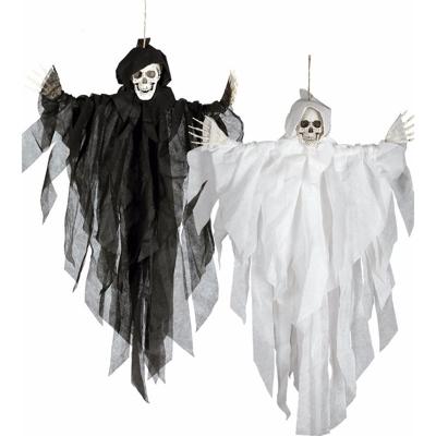 Horror hangdecoratie spook - geest pop - zwart - 75 cm - Halloween decoratie poppen