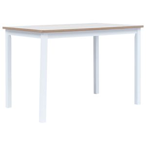 Eettafel 114x71x75 cm massief rubberwood wit en bruin