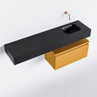 Toiletmeubel Mondiaz Andor | 120 cm | Meubelkleur Ocher | Lex vrijhangend wastafel Urban Rechts | Zonder kraangat