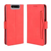 Voor Galaxy A80/A90 portemonnee stijl huid voelen kalf patroon lederen draagtas met aparte kaartsleuf (rood)