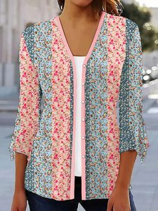 Casual Loose Wrap Floral Shirt