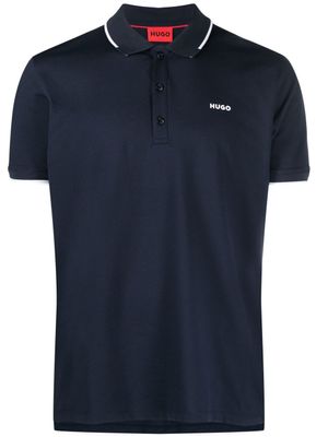 HUGO polo à logo poitrine imprimé - Bleu
