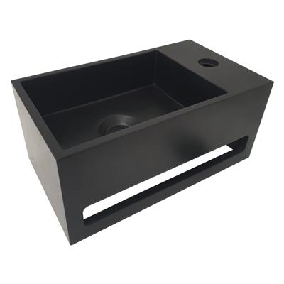 Aqua Splash Fontein met Handdoekhouder AQS 35.6x20.3x15.9 cm Mat Zwart - Kraangat Rechts